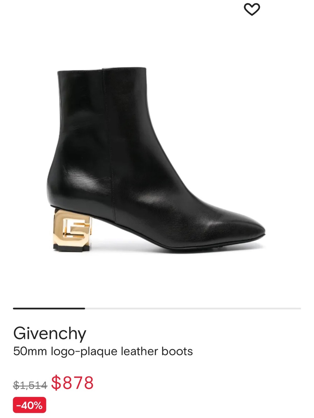 Givenchy Black Leather Ankle Boots with Gold Logo Heel